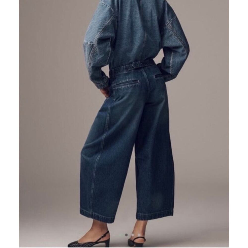 Pilcro Wide-Leg Flare Jeans in Dark Blue Denim - Picture 8 of 8